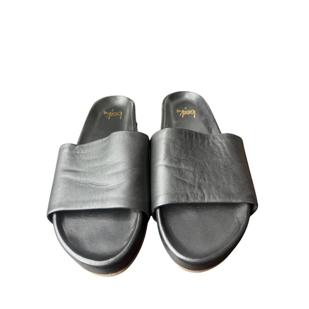 BEEK Pelican Black Leather Platform Slide Sandal Women size 9 - Picture 2 of 5